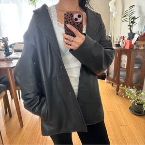 Vintage 90s genuine leather oversized blazer jacket